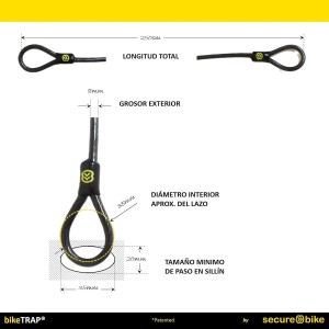 Antirrobo bicicleta: Cable 2,5m x 8mm de acero de