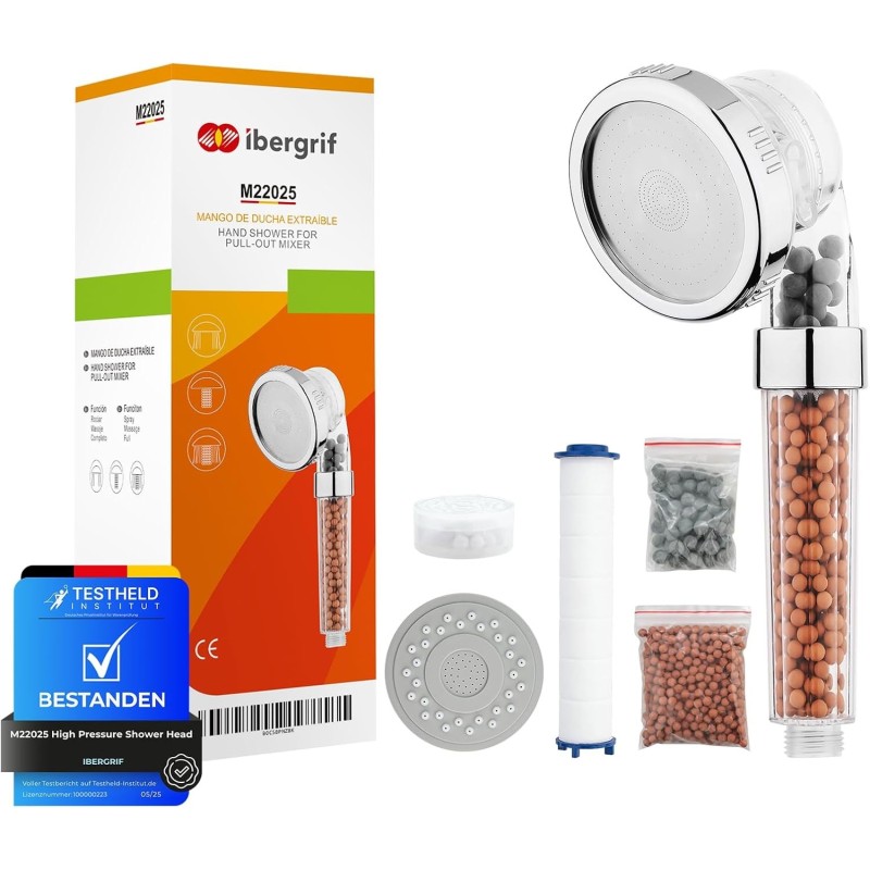 Ibergrif, M22025 Alcachofa de Ducha de Alta Presió