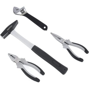 Amazon Basics Juego de herramientas para el hogar, Plástico, Negro/ Gris, 32 Unidad