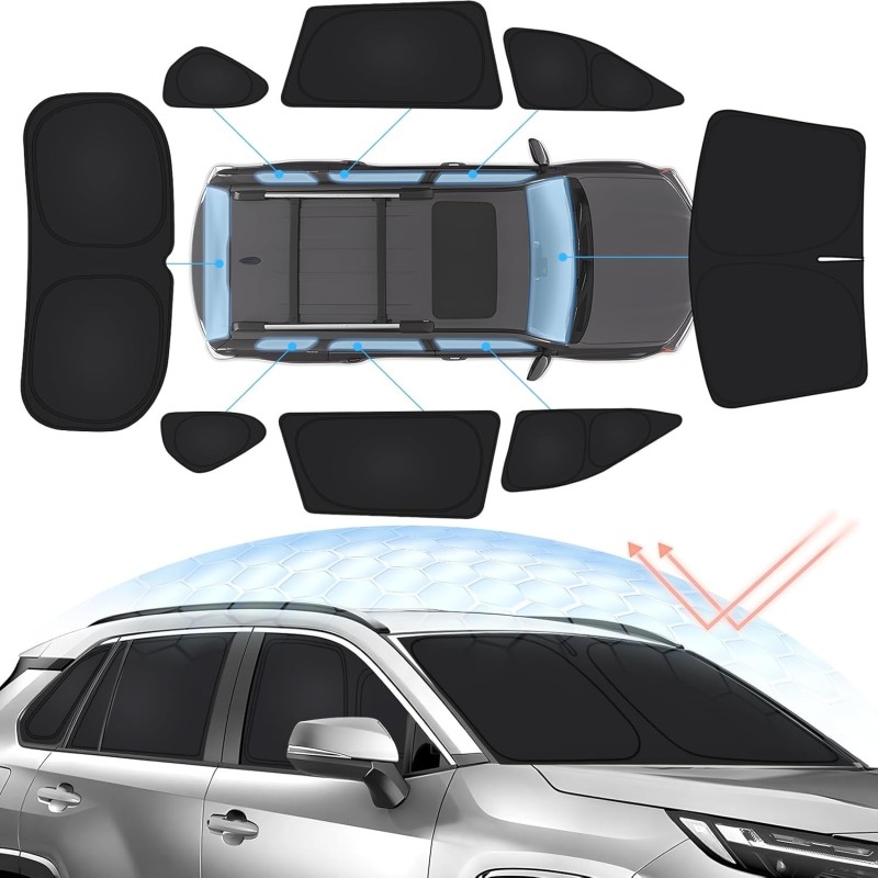 Sunsdrew 8 parasoles para Parabrisas RAV4 2019-2024 2025, Kit Completo