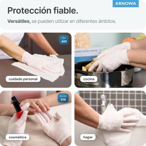 100x ARNOMED® Guantes nitrilo talla L Blanco, Guantes desechables quirurgicos y laboratorio