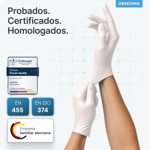 100x ARNOMED® Guantes nitrilo talla L Blanco, Guantes desechables quirurgicos y laboratorio
