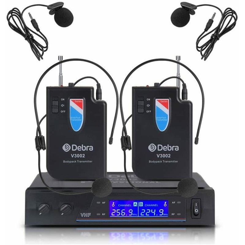 Microfonos inalambricos ,Debra V3002  de doble canal con 2 Lavalier