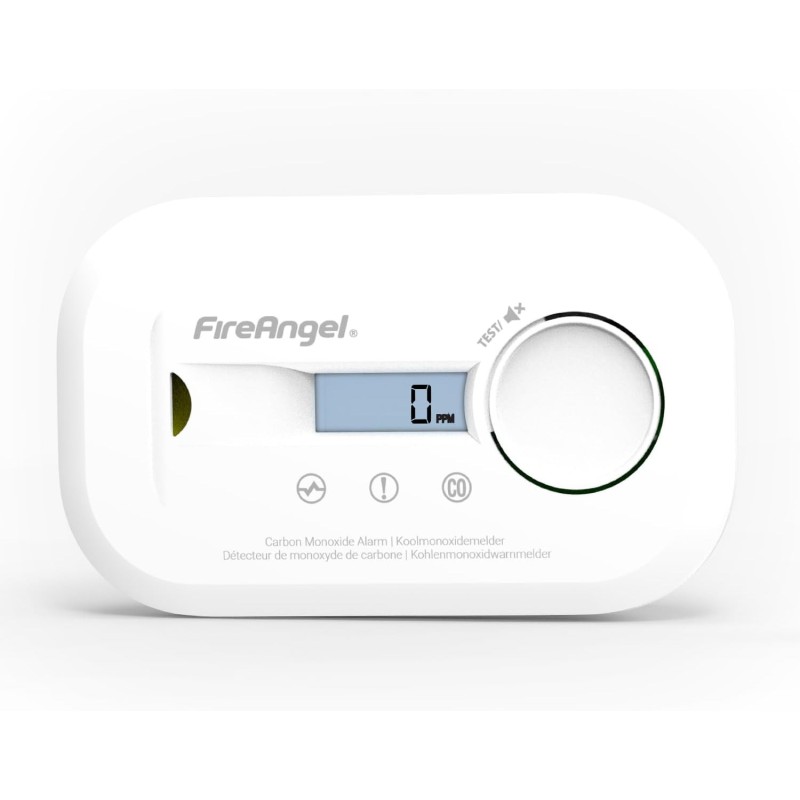 Fire Angel Detector de Monóxido de Carbono Digital con Pantalla LCD y Sensor de CO