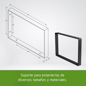 Amig - Soporte Rectangular para Estantes Industriales - 211 x 311 x 30 mm