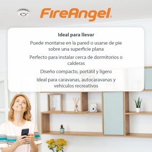Fire Angel Detector de Monóxido de Carbono Digital con Pantalla LCD y Sensor de CO