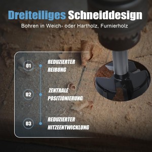 Broca Forstner de 57 mm para madera, longitud de 92 mm