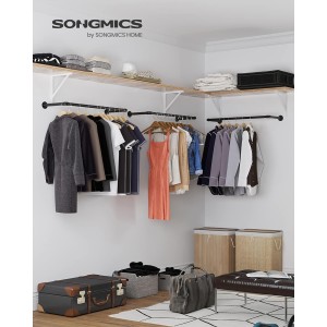 SONGMICS Perchero de Pared para Ropa, Perchero de Barra para Colgar Ropa Industrial, Juego de 2, Ahorro de Espacio, 92 x 30 x 7,