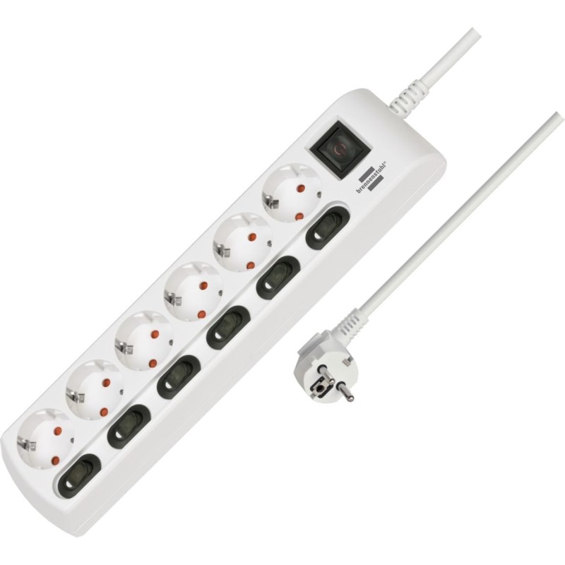 Brennenstuhl regleta de enchufes con 6 Tomas de Corriente y interruptores Individuales