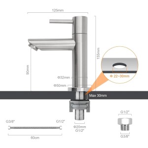 Ibergrif M18103 Grifo de Lavabo SOLO AGUA FRÍA