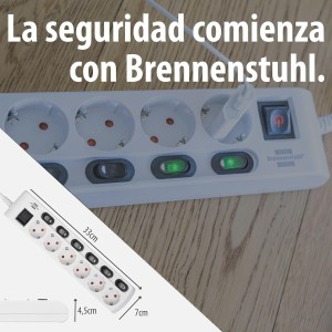 Brennenstuhl regleta de enchufes con 6 Tomas de Corriente y interruptores Individuales
