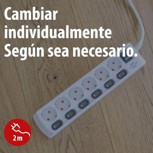 Brennenstuhl regleta de enchufes con 6 Tomas de Corriente y interruptores Individuales