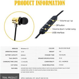 Auriculares de deporte inalámbricos magnéticos Bluetooth 4,2