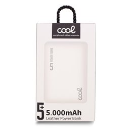 Bateria  Power Bank 5000 mAh COOL Leather Blanco Bateria  Power Bank 5000 mAh COOL Leather Blanco