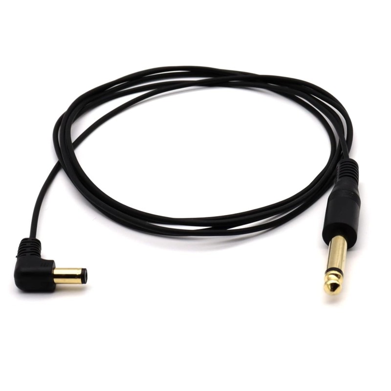 Disscool Cable de clip de tatuaje, cable chapado en oro, 6,35 mm a 5,5 x 2,1 mm