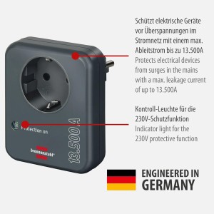 Brennenstuhl adaptador de enchufe con protección contra sobretensiones hasta 13.500A