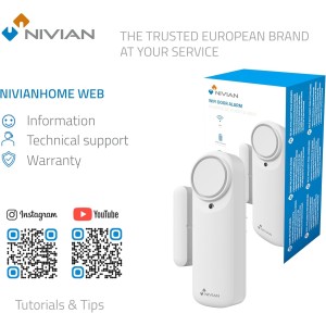 Nivian Alarma de Puerta Inteligente WiFi, Sensor Magnético para Puertas
