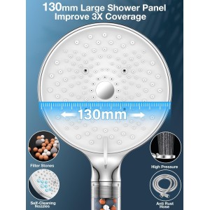 YEAUPE PRO Alcachofa de ducha con Manguera 1,6M,Ducha Baño con Filtro