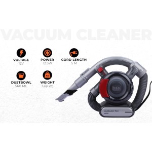 Black+Decker Aspiradora de Mano sin Bolsa para Coche Dustbuster con Manguera Flexi