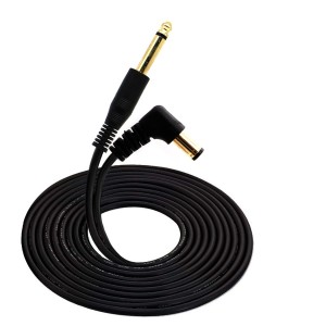 Disscool Cable de clip de tatuaje, cable chapado en oro, 6,35 mm a 5,5 x 2,1 mm