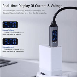 Cable USB a USB-C con pantalla digital de Datos
