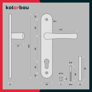 KOTARBAU® Juego de manillas para Puerta, Manilla de Cilindro de Perfil, 90 mm
