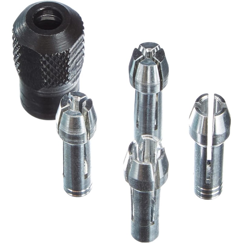 Dremel 4485 Portabrocas y Pinzas (0,8/1,6/2,4/3,2 mm) - Kit de 5 Accesorios para Multiherramientas Incluye 4 Boquillas y Tuerca