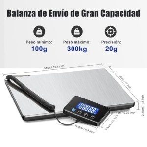 Bascula Industrial, Bascula Maletas Viaje de 300kg/20g con Función de Retención/Tara