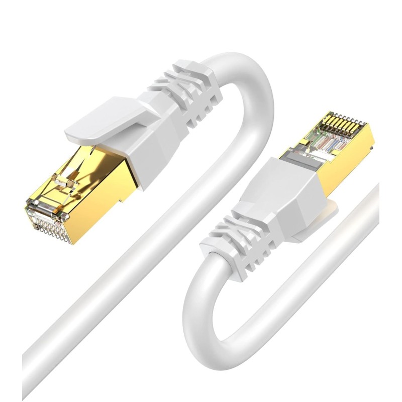 SWECENT Cable Ethernet Cat 8 2Metros, Cable redondo de PVC Cable LAN 40Gbps 2000MHz