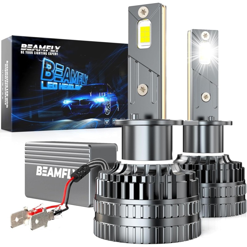 H1 Bombillas LED Auto 130W 48000LM 6000K Luces Blancas 600%