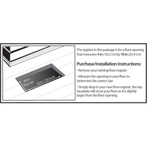 Decor Grates SPH410 Registro de suelo de desplazamiento de 4 x 10 pulgadas