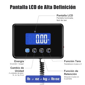 Bascula Industrial, Bascula Maletas Viaje de 300kg/20g con Función de Retención/Tara