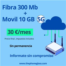 FIBRA 300Mb + MOVIL 10 GB