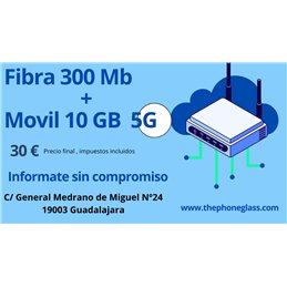 FIBRA 300Mb + MOVIL 10 GB