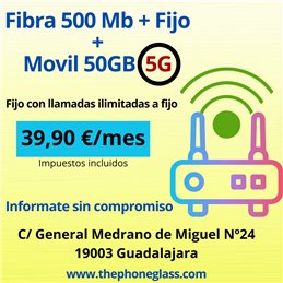 FIBRA 500Mb + FIJO + MOVIL 50 GB FIBRA 500Mb + FIJO + MOVIL 50 GB