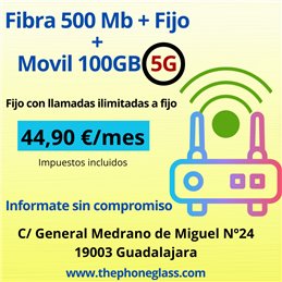 FIBRA 500Mb + FIJO + MOVIL 100 GB FIBRA 500Mb + FIJO + MOVIL 100 GB
