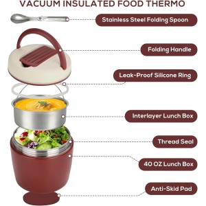 Romon Termo para Comida 1200 ml, Recipiente Térmico