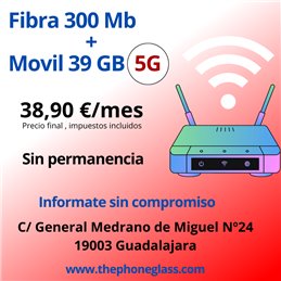 FIBRA 300 Mb + MOVIL 39 GB