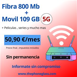 FIBRA 800 Mb + MOVIL 109 GB