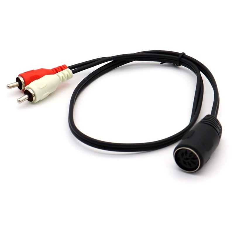 Adaptador de cable convertidor de audio DIN hembra a 2RCA macho de 8 pines
