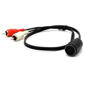 Adaptador de cable convertidor de audio DIN hembra a 2RCA macho de 8 pines