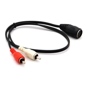 Adaptador de cable convertidor de audio DIN hembra a 2RCA macho de 8 pines