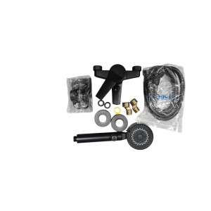 Griferia Ducha Negra Grifo de Bañera Negro con Alcachofa de Mano con 5 Funciones de Spray