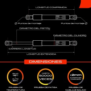 Frankberg 2x Amortiguadores de gas portón trasero Compatible con Clio II BB CB Todos los Motores
