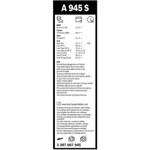 Escobilla limpiaparabrisas Bosch Aerotwin A945S, Longitud: 650mm/400mm