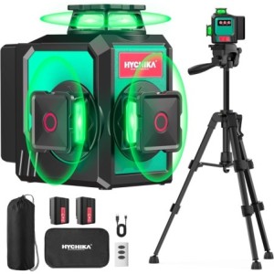 HYCHIKA Nivel Laser Autonivelante 360 Grados, Nivel Láser con Trípode 12 Líneas