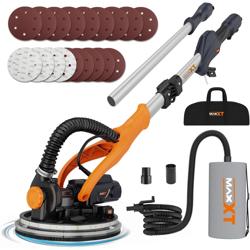 Lijadora Jirafa MAXXT 820W: plegable con tubo de extensión (110 cm/165 cm)