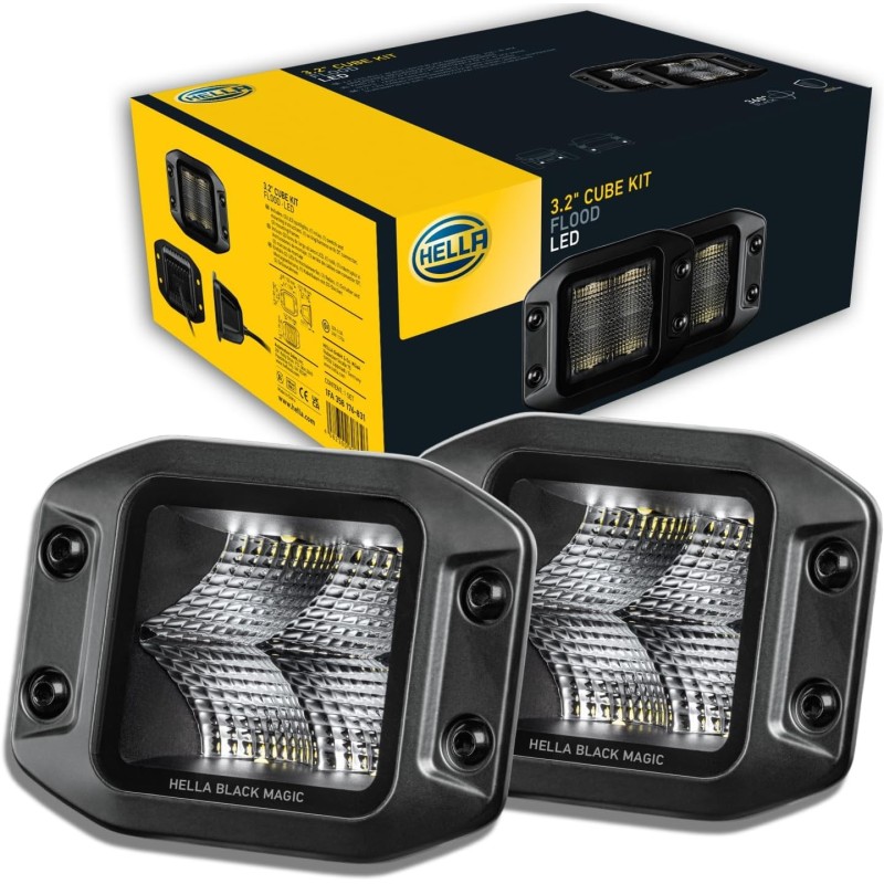 HELLA 1FA 358 176-831 LED-Faro de carretera - Black Magic Cube Kit 3.2" - 12/24V
