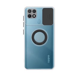 Funda Oppo A15 Transparente con Anilla y Cubre Cámara
