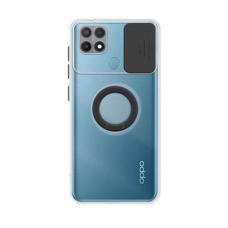 Funda Oppo A15 Transparente con Anilla y Cubre Cámara